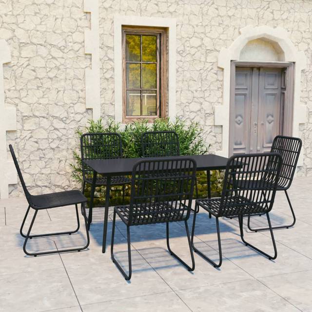 Maebrie Rectangular 6 - Person 150cm Long Dining Set - Black (74cm H x 150cm W x 80cm D)