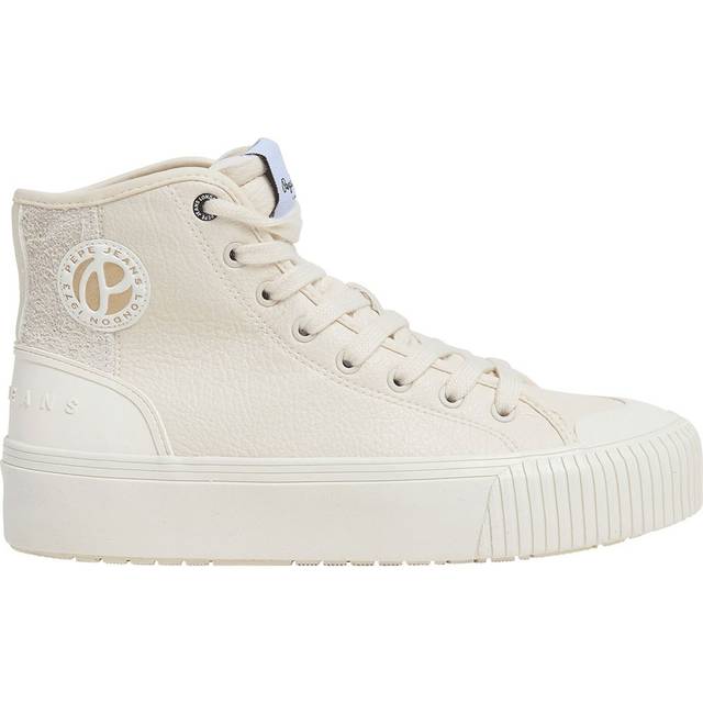 Pepe Jeans for woman. PLS31576 Samoi Half leather trainers white (37), Flat, Suede, Laces, Casual