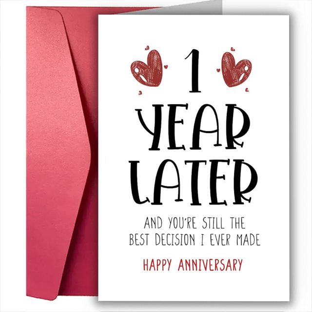 SHEIN 1pc New Year Card For Girlfriend Boyfriend (6.5*4.5in) For Him Her First Wedding Anniversary Card, For Wife Husband&#39;s First Wedding Anniversary Gift,