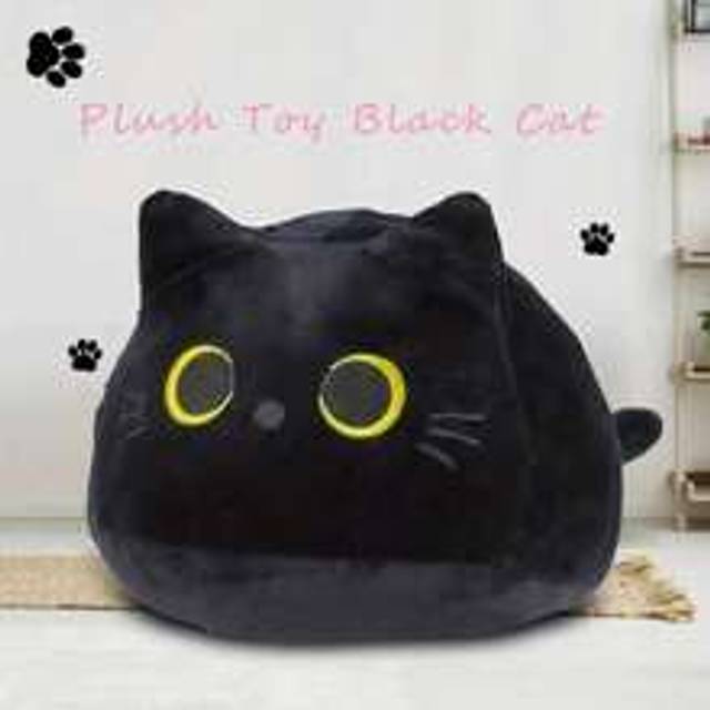 Juldekoration 1 st Söt Kawaii Black Cat Plysch Kudde Doll - Semesterpresent Födelsedagspresent - Svart (Multi-size)