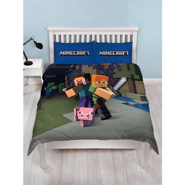 Minecraft Reversible Duvet Cover Set Double blå/grön