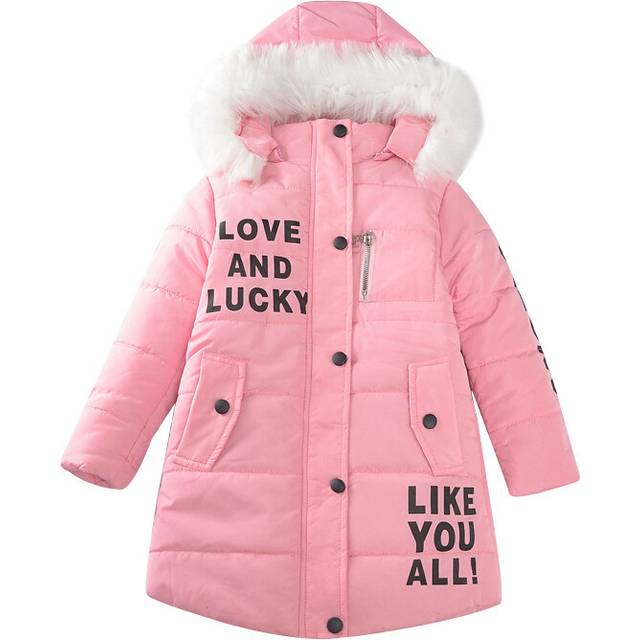 (5-6Years) Kids Girls Winter Jackets Fur Hooded Coats Warm KK
