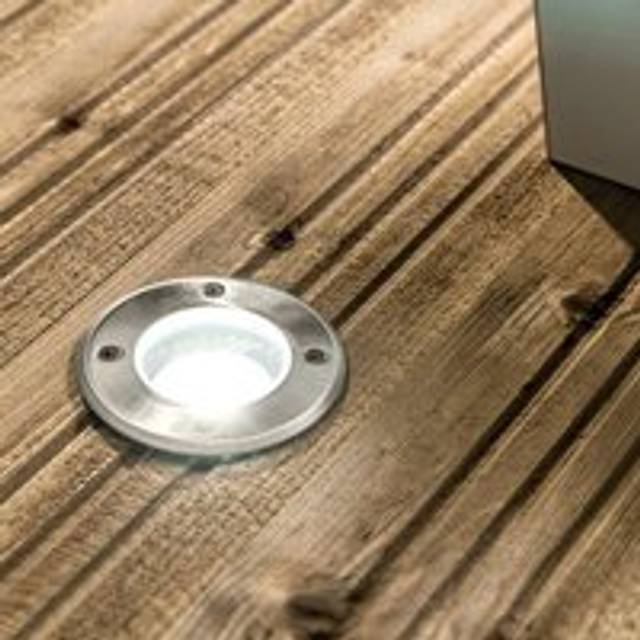 'Meadow' Four Round Large With Bulbs Stainless Steel Inground Or Decking Lights - Silver - One Size