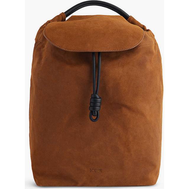 Loewe Mens Cogc Flamenco Top-handle Suede Leather Backpack - COGNAC