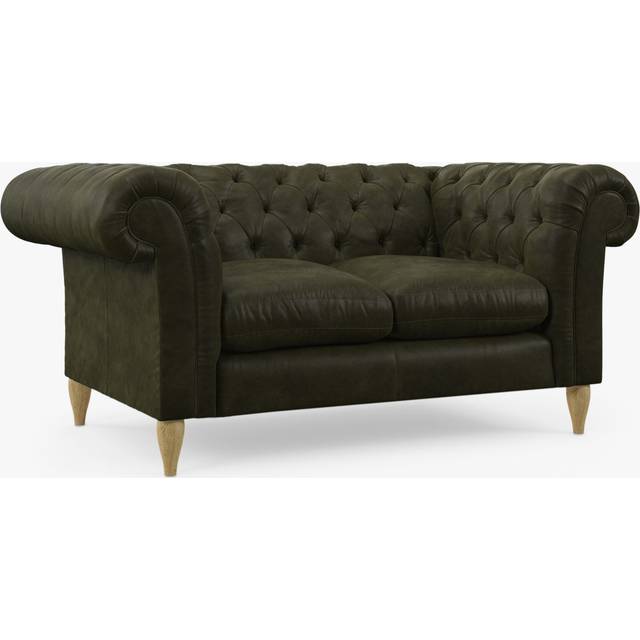 John Lewis Cromwell Small 2 Seater Leather Sofa, Light Leg