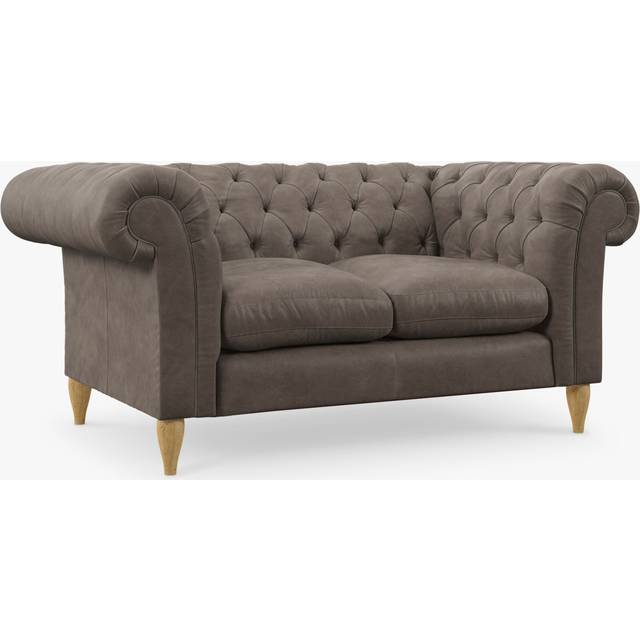 John Lewis Cromwell Small 2 Seater Leather Sofa, Light Leg