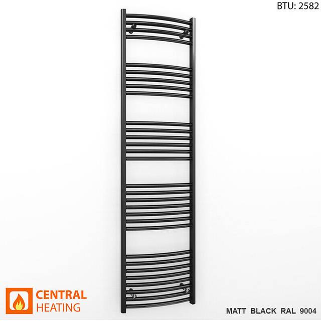 (450 x 1700mm High (BTU: 2582)) Curved Black Bathroom Towel Rail Radiator