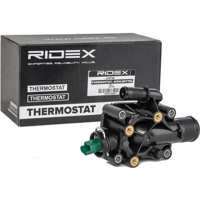 RIDEX Termostat, kylvätska 316T0072 91 91 med temperaturomkopplare plast PEUGEOT: 207 Hatchback, 307 Kombi, 206 Hatchback, CITROËN: Berlingo II