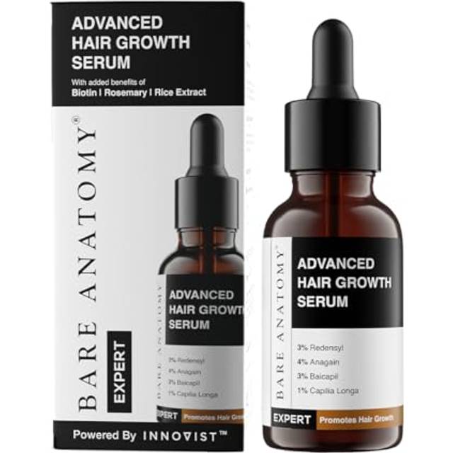 Bare Anatomy Advanced Hair Growth Serum| 3% Redensyl - 2x Better Results than Minoxidil | + 4% Anagain + 3% Baicapil | Rosemary, Biotin | Hair growth