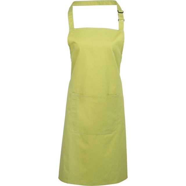 (One Size, Lime) Premier Ladies/Womens Colours Bip Apron With Pocket / Workwear (Pack of 2)