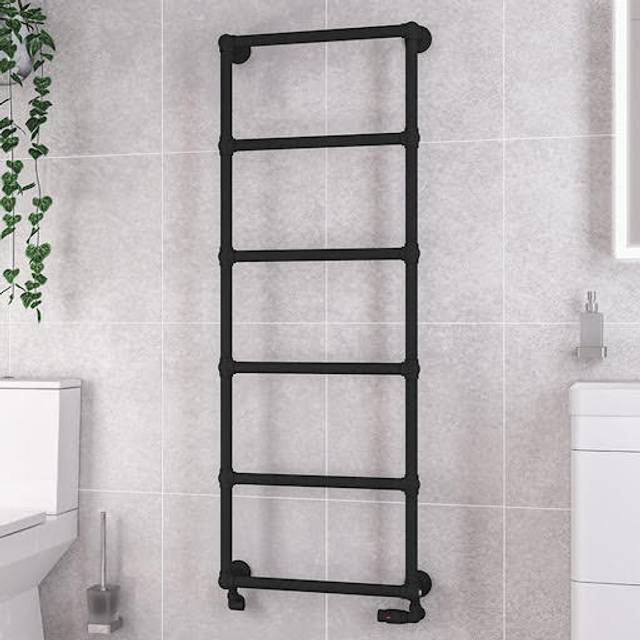 Eastbrook Stour Straight Towel Radiators - Matt Black - Various Sizes - 1550mm x 600mm