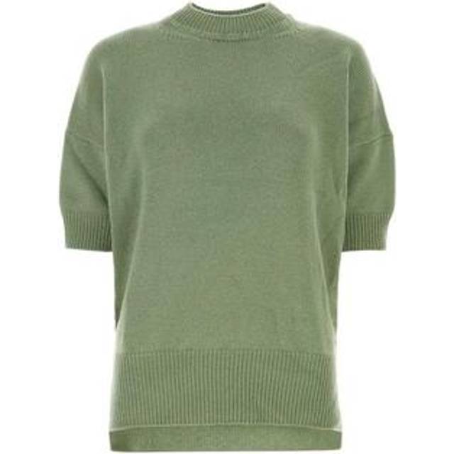 Jil Sander, Stickade tröjor & koftor, Dam, M, Pastellgrön ulltröja