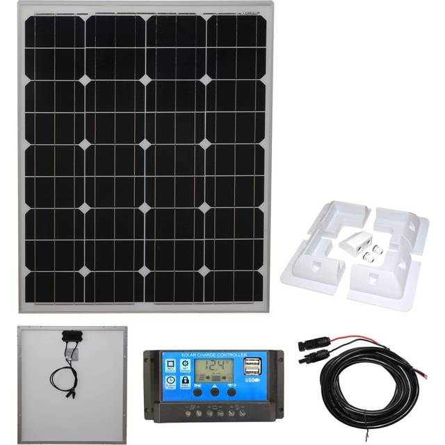 80w Mono Solar Panel Battery Charging Kit, Controller & Mounting Bracket Set K2
