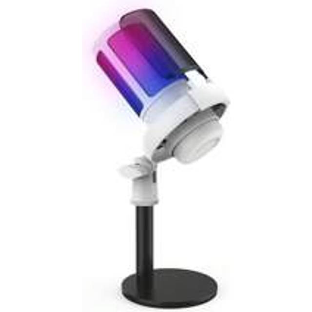 USB-kontakt RGB Bländande ljus Trådbunden kondensatormikrofon med anti-utblåsningsnät Lämplig för datorinspelning, spel och livesändningar - Vitt (En-Storlek)