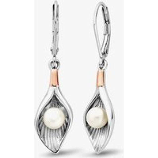 Nature's Wonder Sterling Silver Oyster Shell Drop Earrings with Pearls