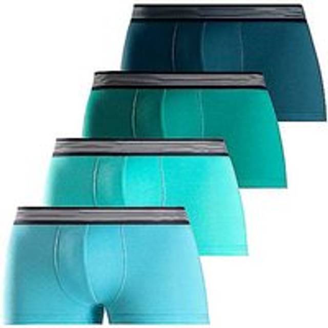H.I.S Pack of 4 Hipster Boxer Shorts - Light Blue/turquoise/mint/petrol