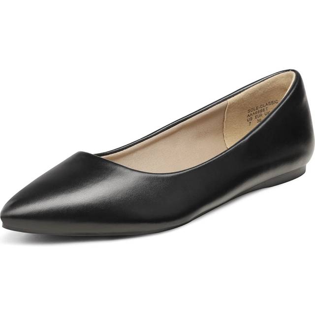 DREAM PAIRS Women's Dress Pointed Toe Flats Ballet Comfort Soft Slip On Casual Flat Shoes for Work Office Business Size 12 Black/Pu