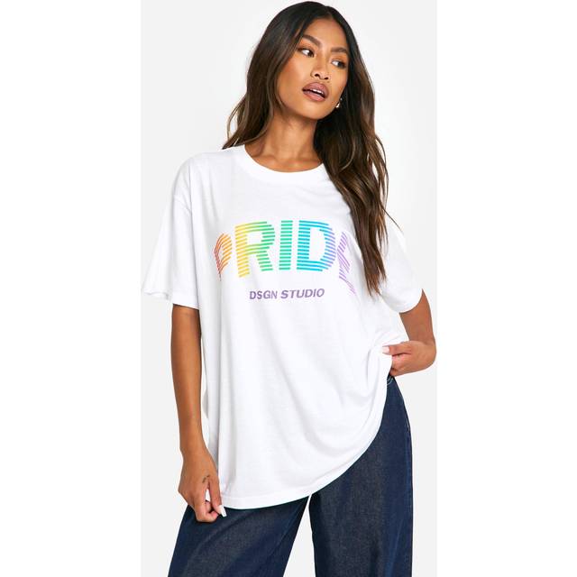 Womens Pride Disco Cherry Oversized T shirt - White - 14