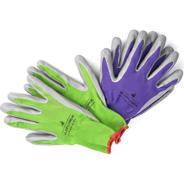 WILDFLOWER Tools Gardening Gloves for Women and Men - (2 Pairs - Large