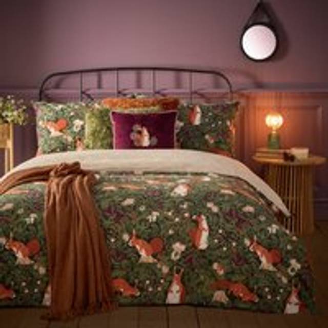 Pineberry Forest Woodland Duvet Cover Set - Green (King Duvet Cover + 2 Standard Pilowcases)
