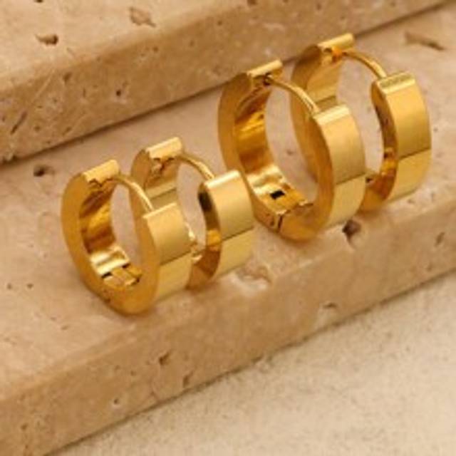 1 par/2 st 4 mm bredd rostfritt stål Söta örhängen för kvinnor damer Hoop örhängen Smycken Alla hjärtans dag, mamma, mor, mors dag, present - Guld (2st 12mm Längd,2st 16mm Längd,2st 20mm Längd)