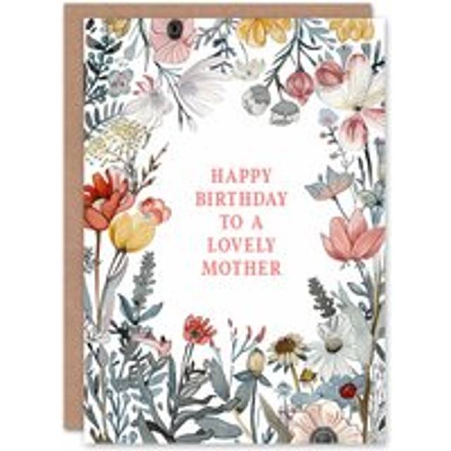 Artery8 Women's Mother Happy Birthday Card Summer Meadow Floral Blooms Plants Garden Flowers For Her Greeting Card - Multicolor