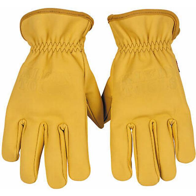 Klein Tools 60605 Work Gloves  Premium Cowhide Leather Gloves  Abrasion-Resistant Split Leather Palm Patch  X-Large