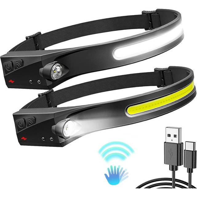 5 Lighting Modes COB LED Headlamp Sensor Headlight USB Rechargeable Head Lamp with Built-in Battery Flashlight Torch Work Light