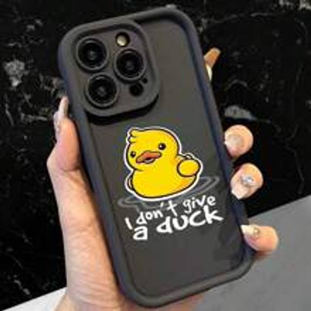 Ljus upp din IPhone med ett gult ankmönster Enkelt förtjockat anti-fall telefonfodral kompatibelt med IPhone11/12/13/14/15/15pro/15 Plus/15 Promax/7pl - Svart (Multi-size)