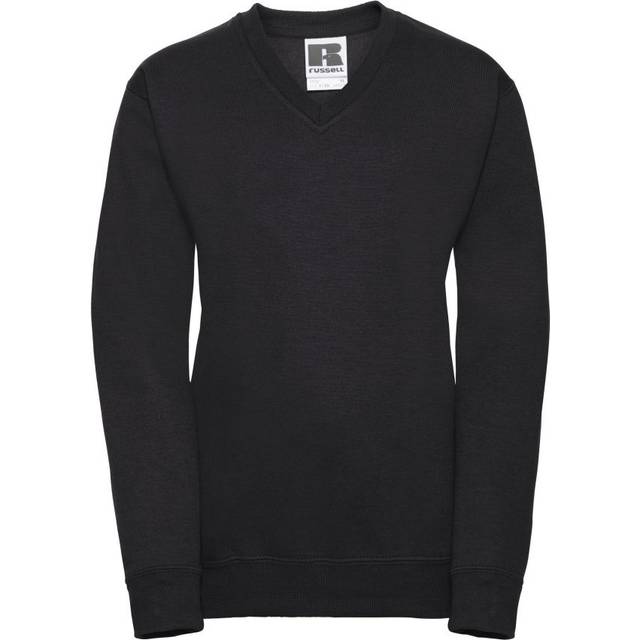 (9-10 Years, Black) Russell Collection Childrens/Kids V Neck Sweatshirt