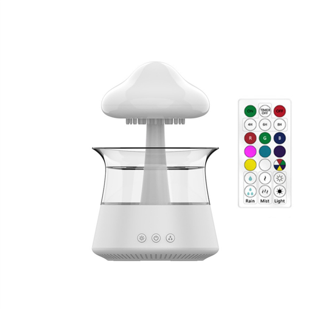 Rain Cloud Humidifier Diffuser with Remote,Water Drip Waterfall Lamp Mushroom Rain Sounds White Noise Air Humidifiers