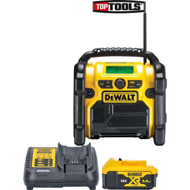Dewalt dcr020 18v xr dab+ compact digital jobsite radio with 1 x 5ah battery