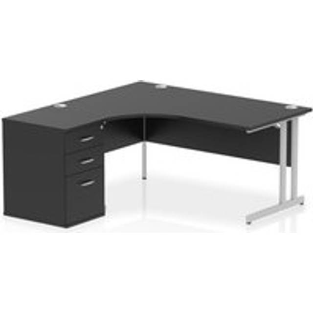Impulse 1600 LH Crescent Desk Black/Silver Cantilever 600 Desk Hi Ped