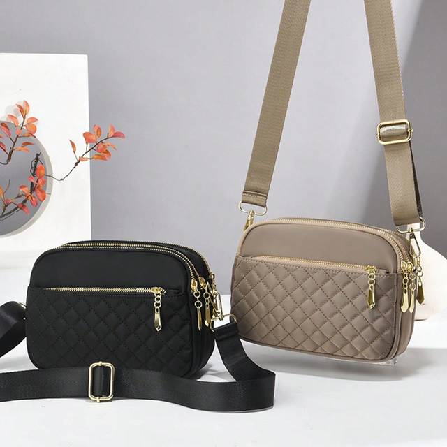 SHEIN PLANEE Lightweight Business Casual Mini Quilted Crossbody Bag, Large Capacity Multi-Layered Mom Bag Lightweight Shoulder Bag Suitable For Teen Girls F