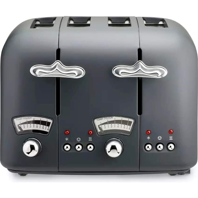 De'Longhi CT04.GY 4 Slice Toaster 6 Toast Settings Argento Silva 1600w Grey