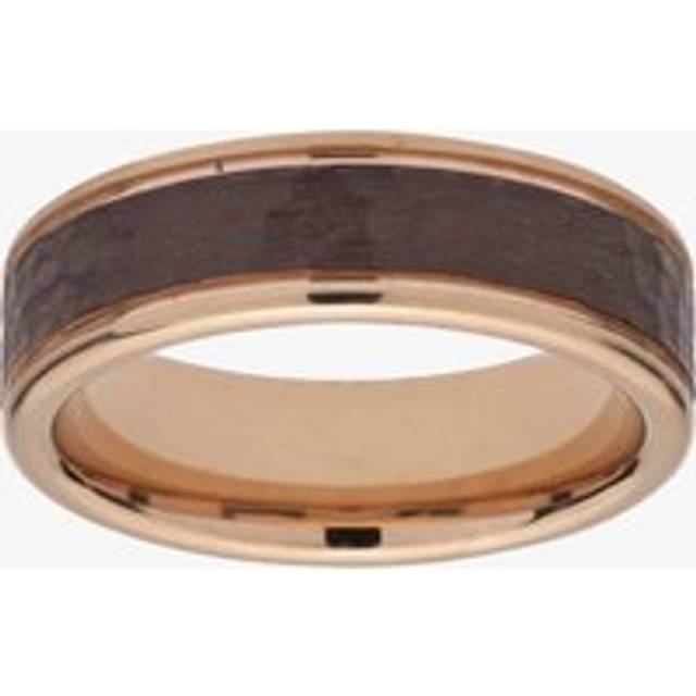 Unique Rose Gold Plated Brown Inlay Tungsten Carbide Ring TUR-97-66