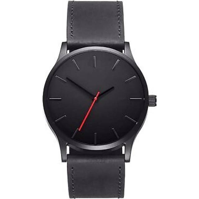 Stunning men boys smart black watch analogue present gift birthday uk warranty