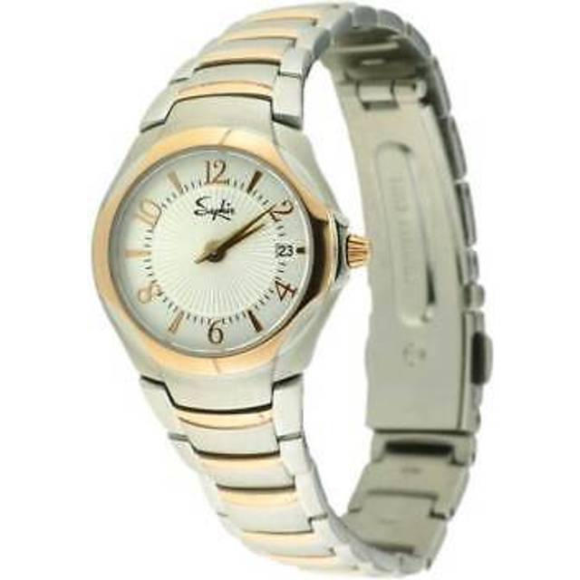 Ladies watch gold silver with date dial saphir brand rrp £185 uk stock