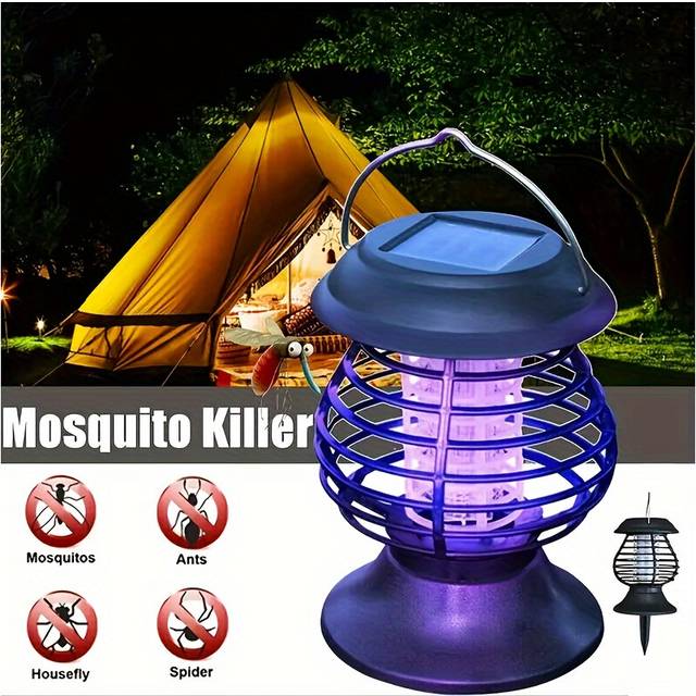 (Black) Solar Outdoor Mosquito Repellent Lamp, Outdoor Patio Floor Insert Mosquito Repellent Lamp