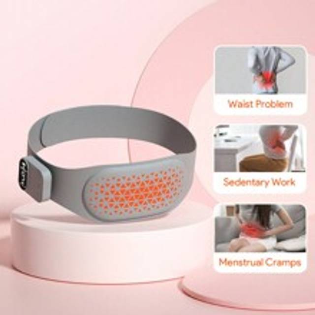 Ryggmassager, Bärbar massagedyna för rygg midja buken, Elektrisk midjebältesenhet värmedyna, 3 uppvärmningsnivåer & 5 vibrationsmassagelägen, nedre ry - Babyblå (En-Storlek)