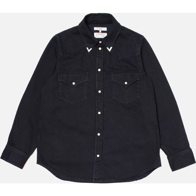 Nudie Jeans Lotta Western Denim Shirt Black Women's Organic Shirts Small Sustainable Clothing (Small)