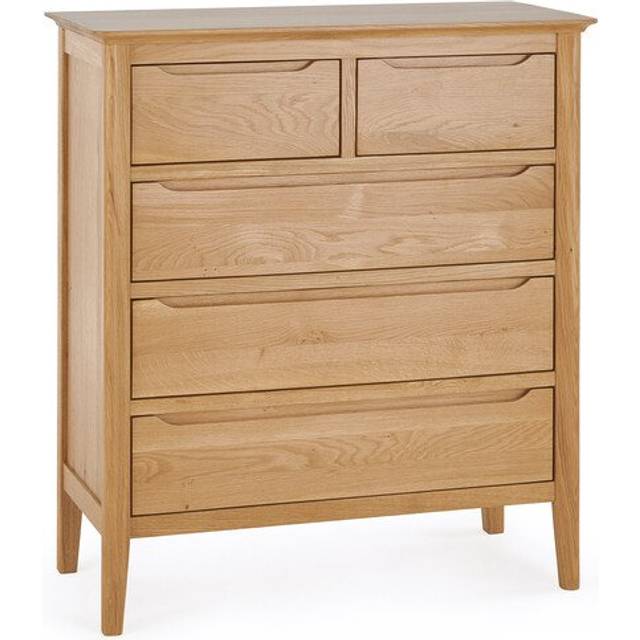 Natural Solid Oak Chest of Drawers - 5 Drawer Chest - Copenhagen Range - Oak Furnitureland