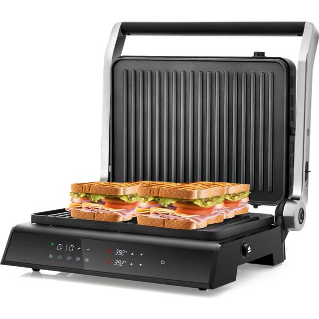 1200W Electric Press Grill Sandwich Maker w/ LED display & 5 Auto Cooking Modes