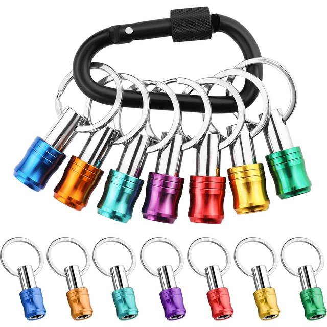 WORKPRO Bit Holder Socket Holder Driver Bit Set 7 Color Set Aluminum Alloy Material Color Identification Keychain Fixed Lightweight Portable Storage