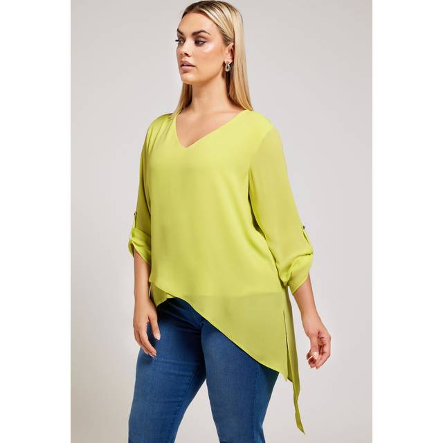 Yours London Curve Yellow Asymmetric Hem Blouse, Women's Curve & Plus Size, Yours London - 16