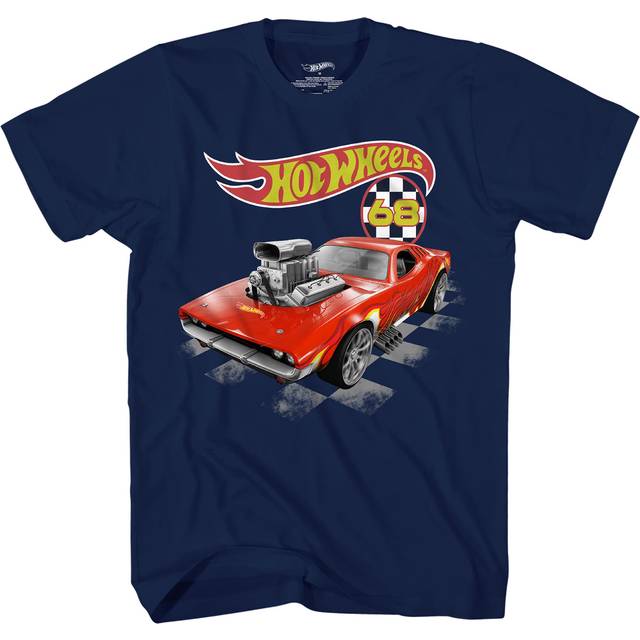 Hot Wheels Short Sleeve Shirt - Boys Short Sleeve Tee - Cars Shirt (Navy  Large)