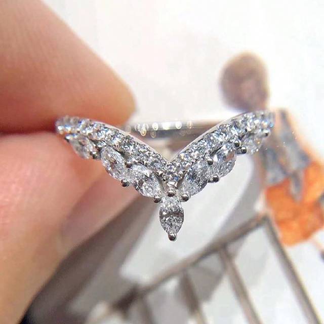 SHEIN 1pc Exquisite Horse Eye Crown Cubic Zirconia Engagement Ring Fine Wedding Ladies Jewelry For Women S925 Sterling Silver Classic Cubic Zirconia Ring Fi