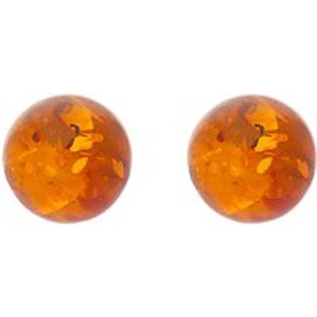 Sterling Silver Amber 10mm Ball Stud Earrings