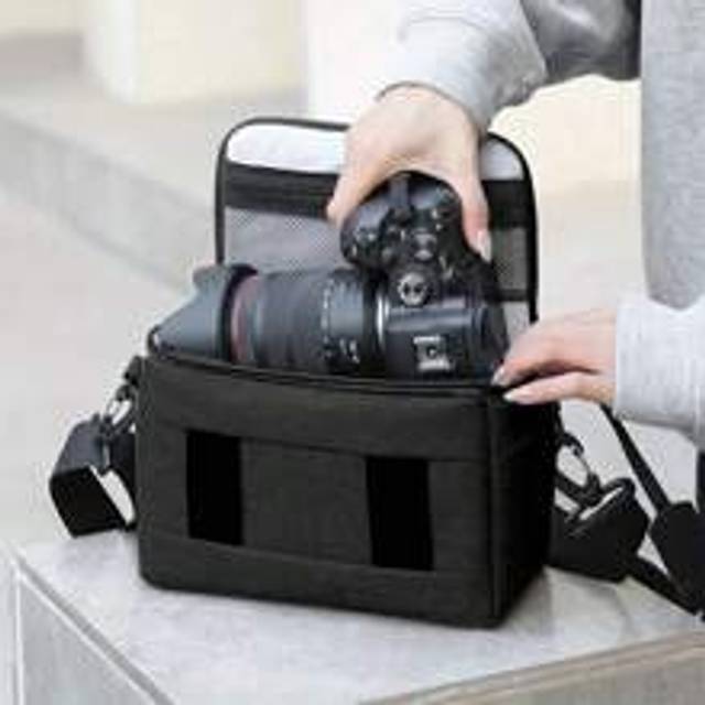 Resetillbehör 1 st Svart DSLR kameraväska Handväskor Nylon Axelväska Kameraväska Bärbar För Nikon Canon DSLR Kamera/Vattentät DSLR kameraväska För Can