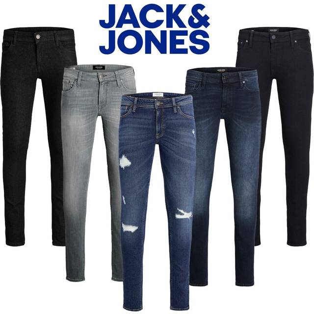 Jack & jones liam skinny fit jeans mens low rise jeans stretch denim pants